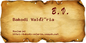 Bakodi Valéria névjegykártya